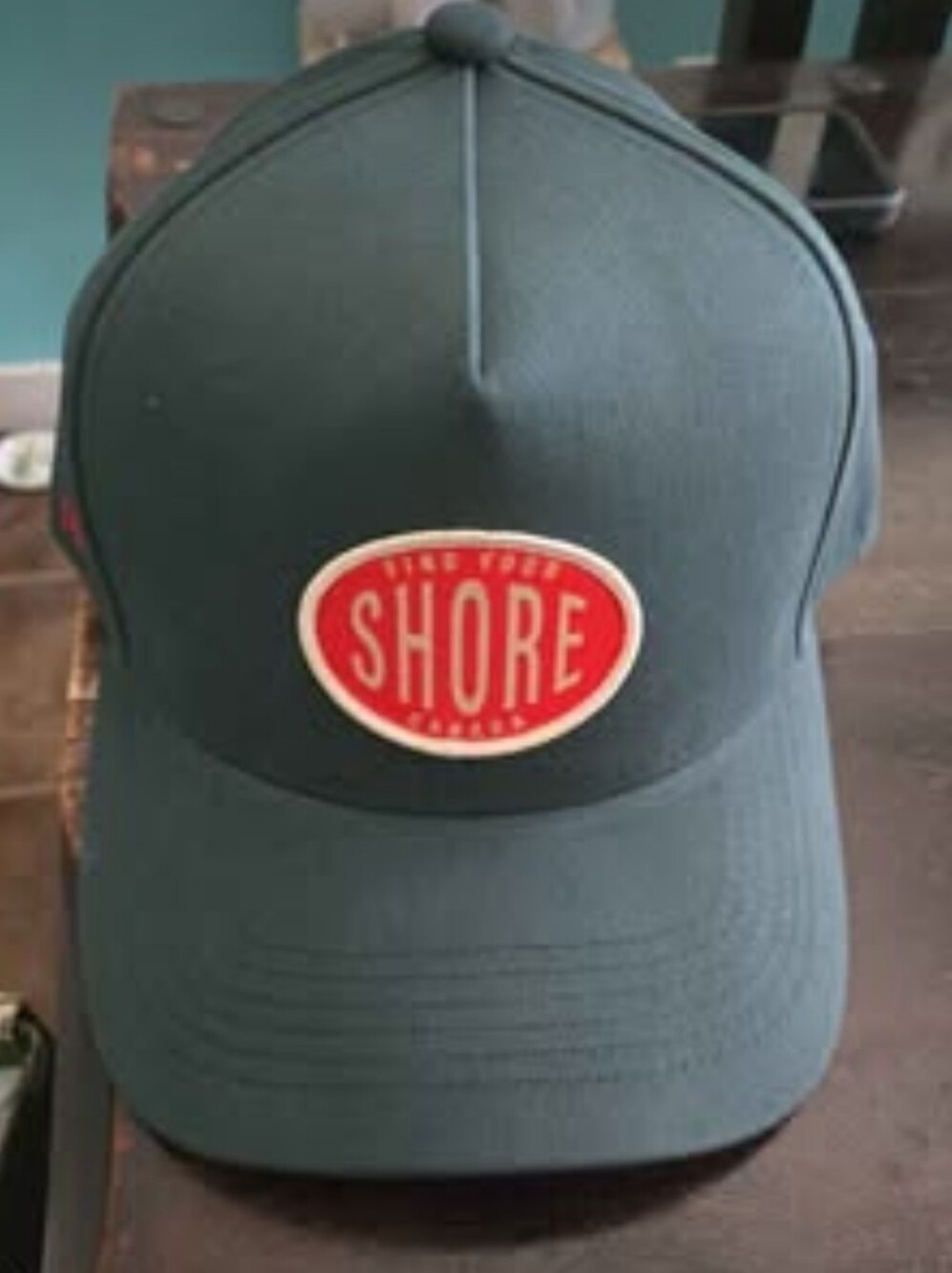 Jilly/Heritage Box Shore Patch Baseball Cap in Dark Green with Red Logo